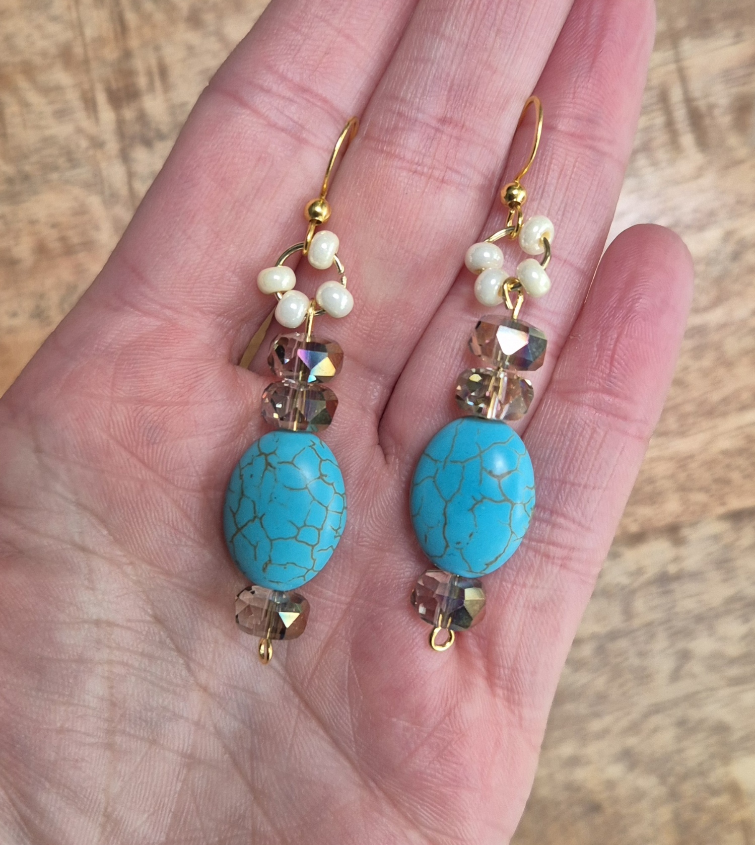 Oorbellen turquoise howliet - Afbeelding 2