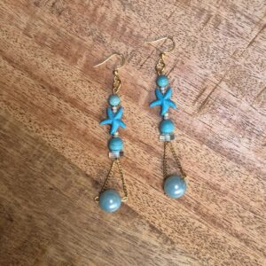 Turquoise boho oorbellen