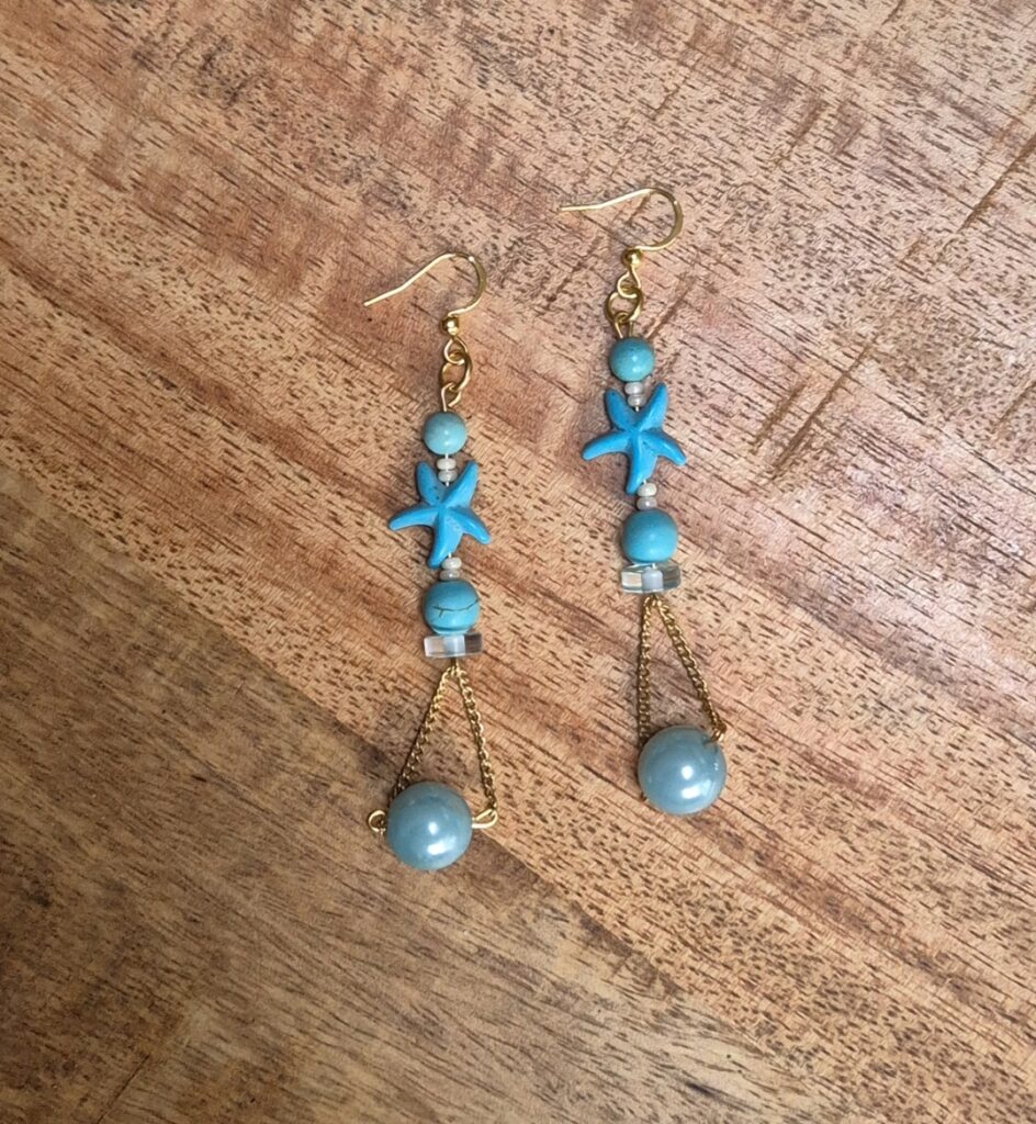 Turquoise boho oorbellen