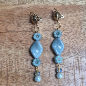 Oorclip oorbellen turquoise