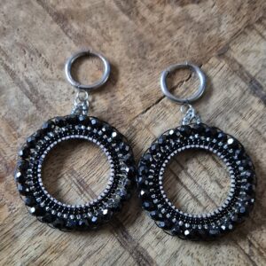 Statement oorbellen zwart zilver